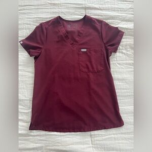 Figs Catarina Burgundy Scrub Top
